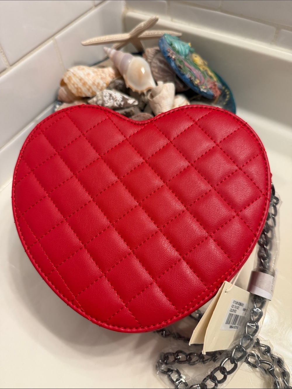 Valentino Orlandi Heart Red Quilted Crossbody NWT - Picture 5 of 7